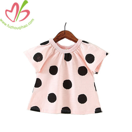 Fashion Summer Girl Tee Shirt with Dot Printing