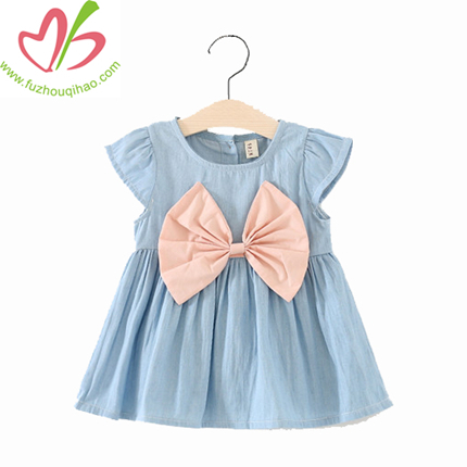 Hotsale Cute Summer Girl Denim Skirt, Girl Jean Dress with Butterfly