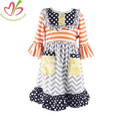 3/4 Sleeve Bibs Girl's Dress