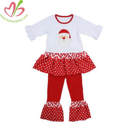 Snowman Applique Girl's Tunic Clothes Sets