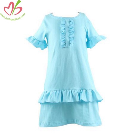 Solid Aqua Girl's Sewing Dress