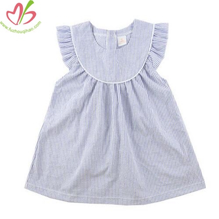 Seersucker Blue Girl's Blouse Top