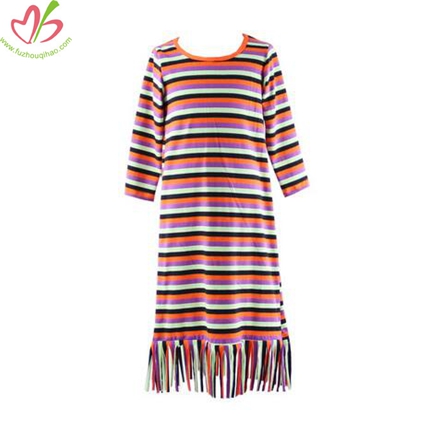 Tassels Design Stripe Girl's Dress