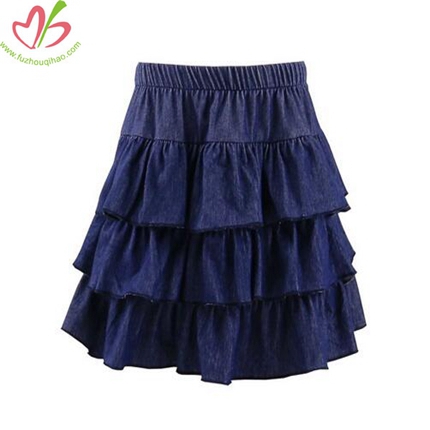 Demin Girls Triple Ruffle Skirt