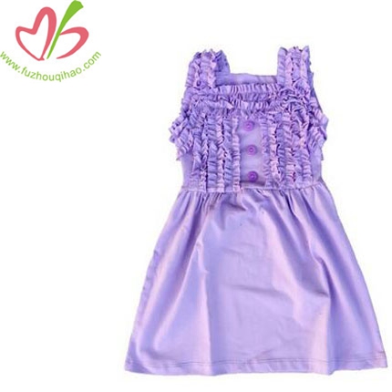 Baby Girl Cotton Ruffle Dress Girls Button Dress Child Solid Ruffle Sleeveless Dress