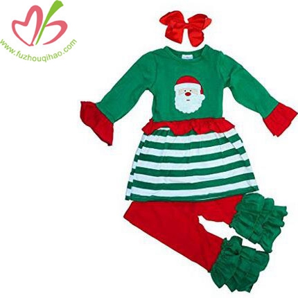 Girls Christmas Santa Clothing Set 3pc Scarf Outfit
