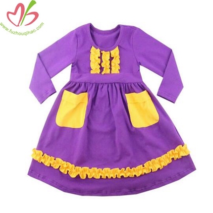 Purple Kids' Dress with Ruffles on bottom