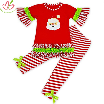 Girl's Christmas Red Ruffle Top and Leggings