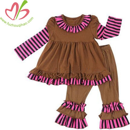 Girls Striped Knit Cotton Clothing Sets
