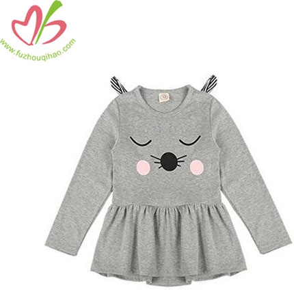 Baby Girls Long Sleeve Cartoon Cat Princess Party Dress