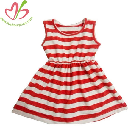 Summer Girls Striped Dress Sleeveless Princess Style Clothes