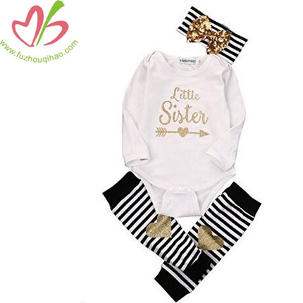 Newborn Baby Girls Romper Tops + Headband+Leg Warmer 3PCS Outfits Set