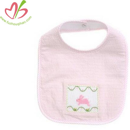 Baby Cotton Seersucke Pink Drool Bibsr