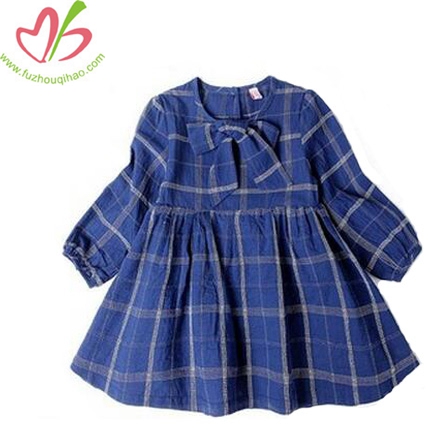 Fashion Girls Long Sleeve Ruffle Cotton Dress