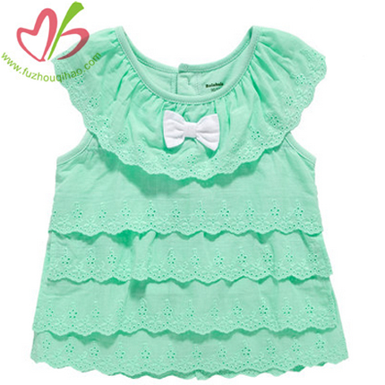 Mint Lace Trim Girl's Top