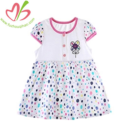 Summer Puffed Short Sleeve Dress for Girls