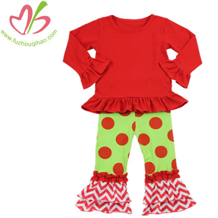 Ruffle Girl's Tees Set With Double Ruffles Pants