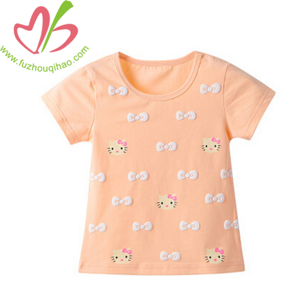 Cute Cotton Girl's T Shirt with Hello Kitty print