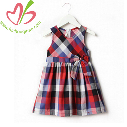 Girl's Gingham Vest Dresses with Bow