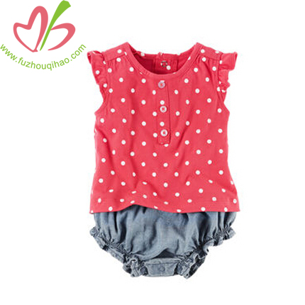 Baby Girl's Flutter Sleeve Polka Dot Bubble