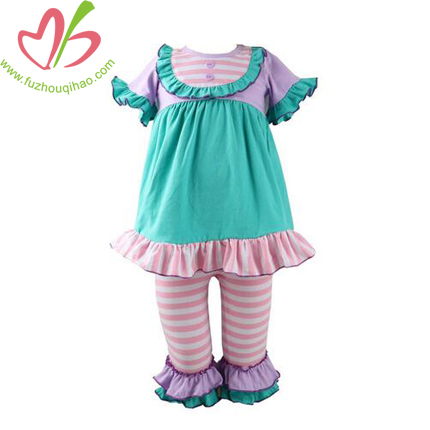 Purple Girl's Bib Tunic and Ruffle Pants