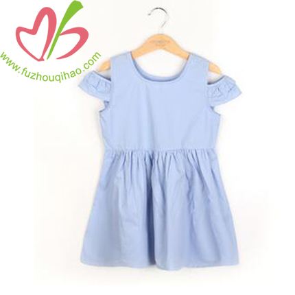 Blue Girl's Flutter Sleeve Dresses