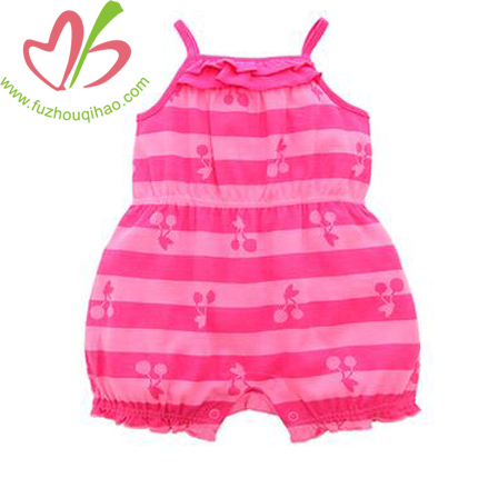 Pink Printed Baby Girl's Sleeveless Bubble