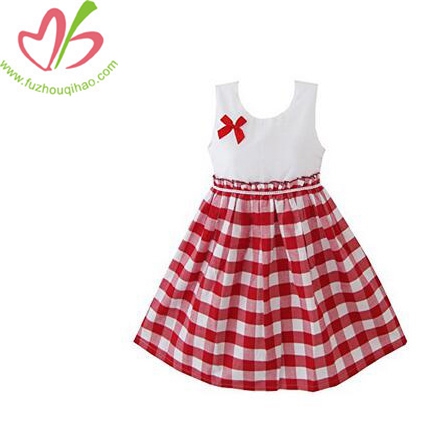 Cute Girls Dress Red Tartan Sundress