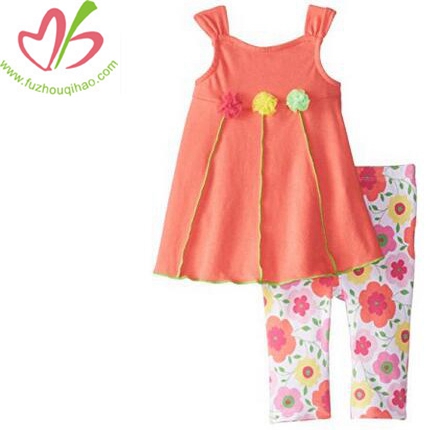 Girls' Pink Tunic With Print Leggings Sets
