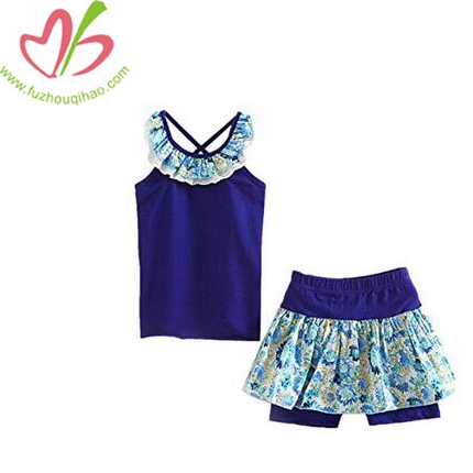 Girls' Shorts Set Summer Flower Sleveless Outfit