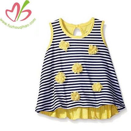 Girls' Sleeveless Swing Top with Rosettes Shirt