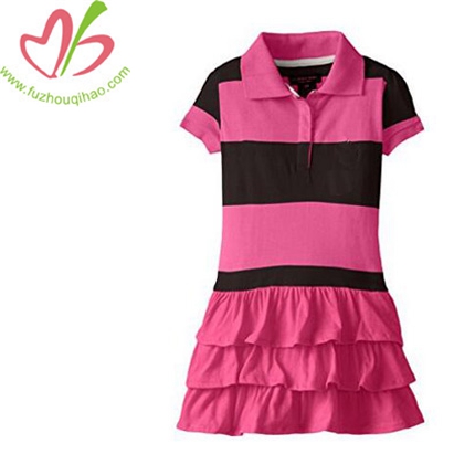 Little Girls' Ruffled Striped Polo Dress