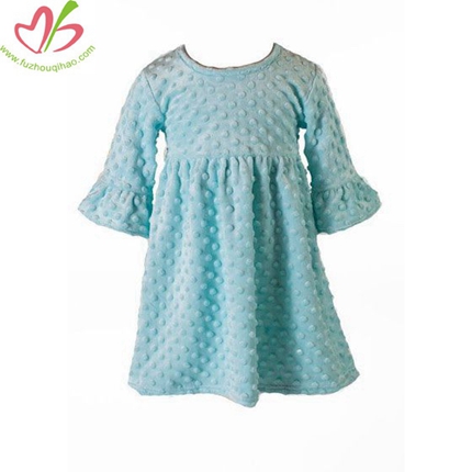 Half Sleeves Minky Dots Girl's Dress