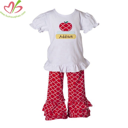 Red Diamond Printing Girl's Triple Ruffles Pant Set