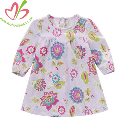 Girl's Floral Long Sleeve Yoke Dresses