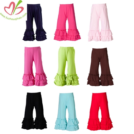 Soild Color Jersey Girl's Ruffled Pants