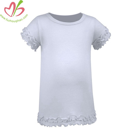 Ruffled Sleeves Kids Blank White Tees