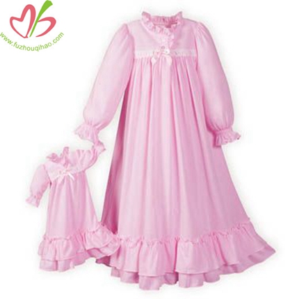 Pink Color Princess Style Girls Nightgowns