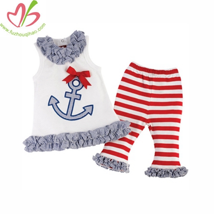 Anchor Applique Kids Capris Legging Set