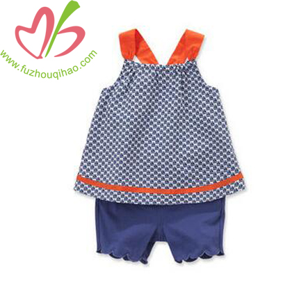 Cute Navy Blue Baby Sets with Orange Strap