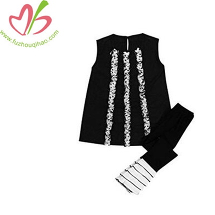 Girls Long T-shirt Dress Tops Ruffles Pant Legging Set