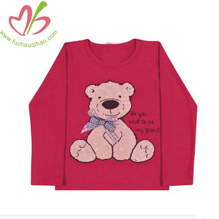 Long Sleeve Bear Tee for Toddler Girl