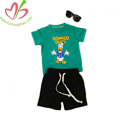 Donald Duck Green Children's Cartoon O Collar Boy T-shirt With Short   Sleeves