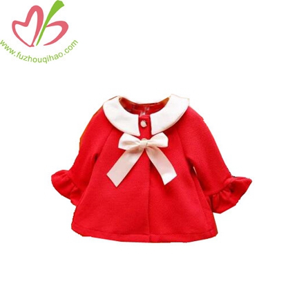 Pure Cotton Long Sleeve Small Coat Lapels Of The Girls