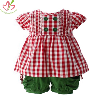 Red Gingham Top with Green Short
