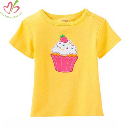 Cake Applique Yellow Baby Girl's Tees