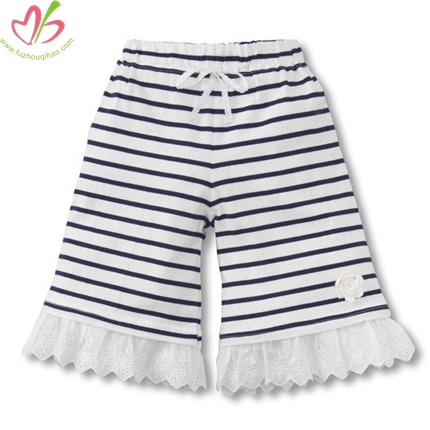 Lace Ruffle Stripe Girl's Capris Pant