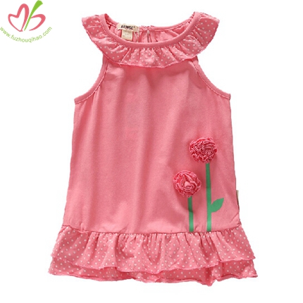 Sleeveless Ruffle Neck Children Girl's Top