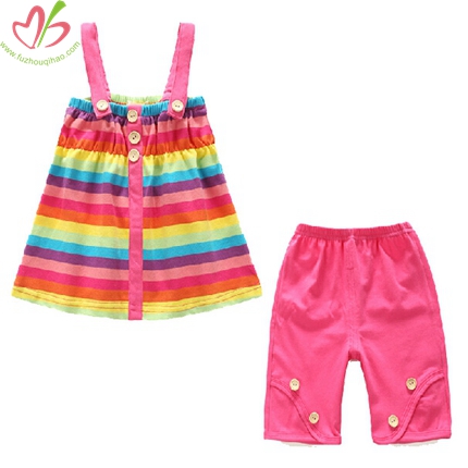 Rainbow Stripe Girl's Clothing Set for 0-7T