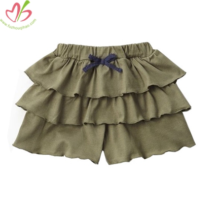 Solid Color Girls Ruffled Short